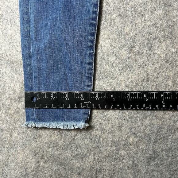 American Eagle Jeans Womens 6 X-long Distressed Raw Hem Blue Skinny Stretch - Picture 8 of 9